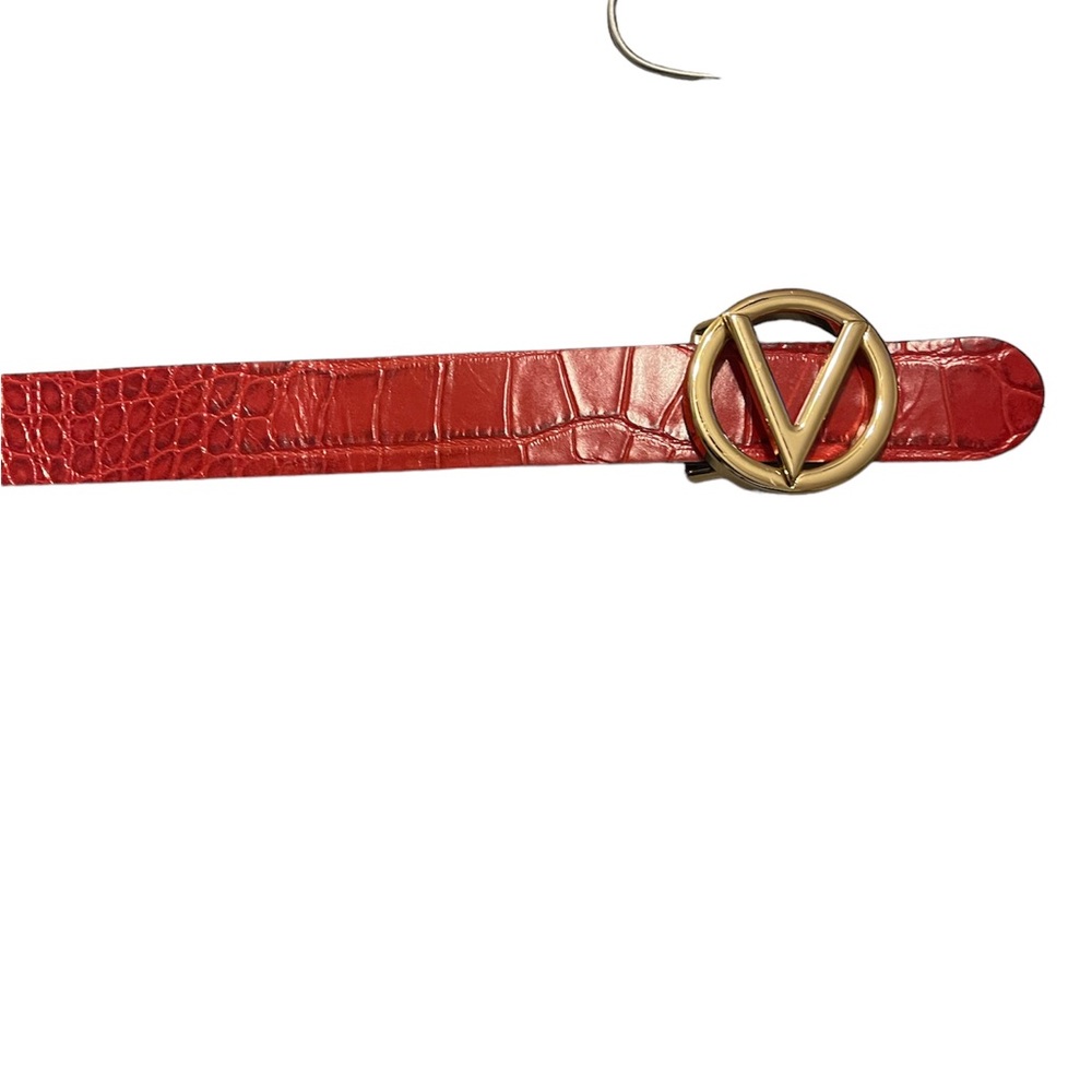 Red Croc embossed Valentino belt Size M - Picture 2 of 8